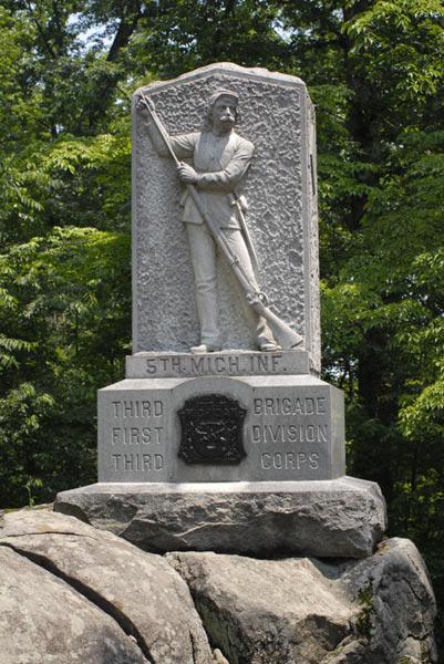 Battlefield Monuments 5th Michigan Infantry Department Of Michigan 